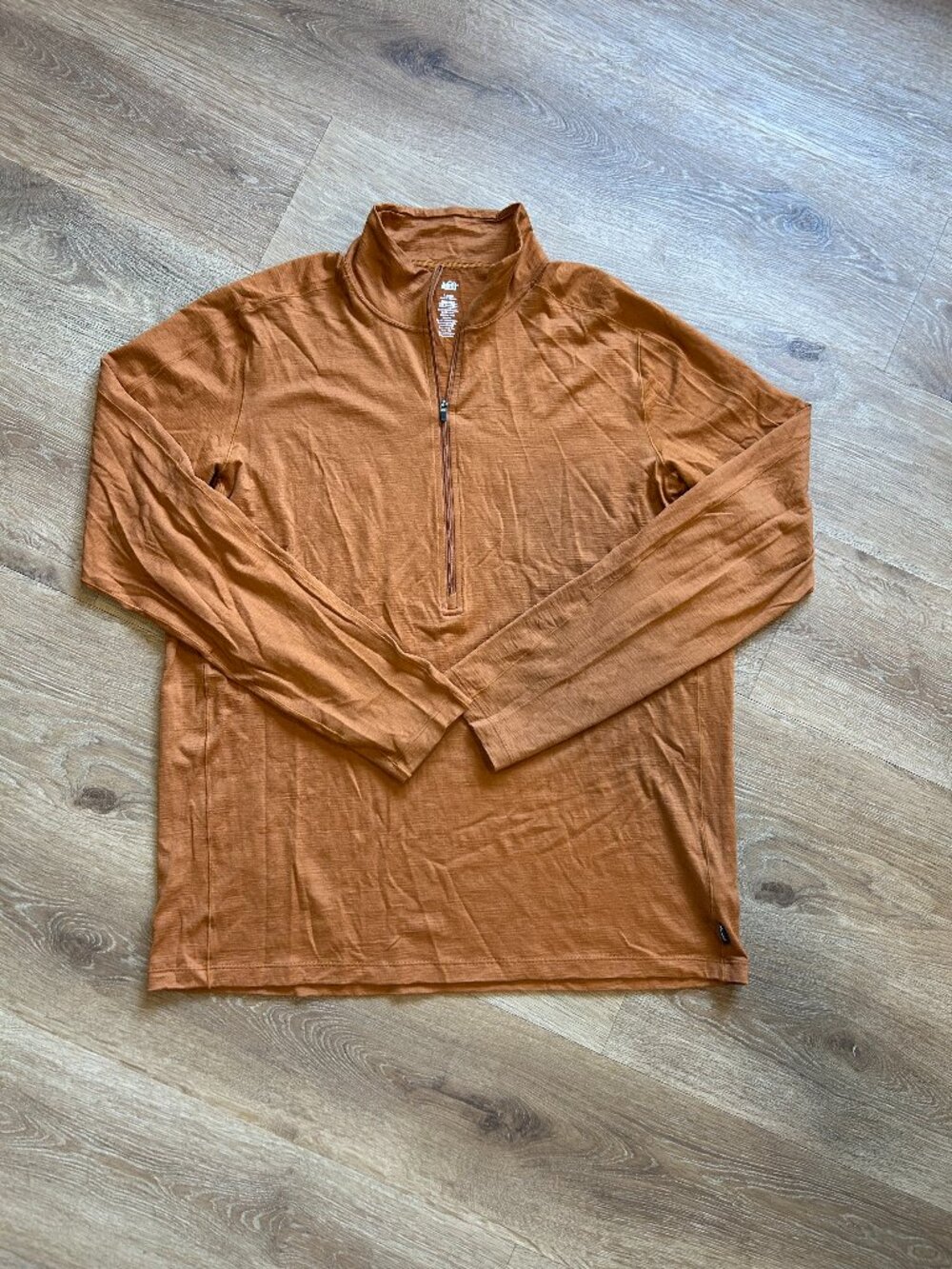 REI Co-Op Men’s Large Orange Quarter Zip Pullover Lightweight Athletic